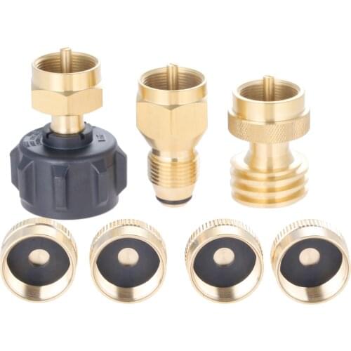 7 Pcs/set Propane Adapter Set Refill Adapter & Steak Saver Gas Grill Adapter for Disposable Propane Bottle +Propane Tank Cap