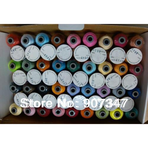 Free shipping 60 brother colors polyester embroidery machine thread 1000m/cone, Buy one set, send 10 plastic bobbins size A