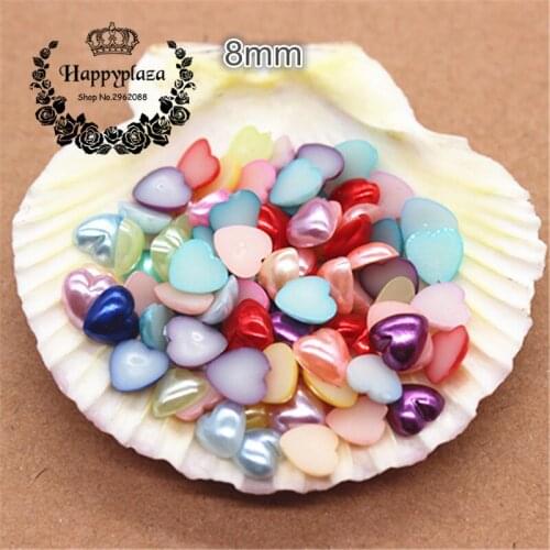 500pcs 8mm Resin ABS Heart Imitation Pearl Beads(No Hole) DIY Jewlelry/Phone/Laptop Decoration