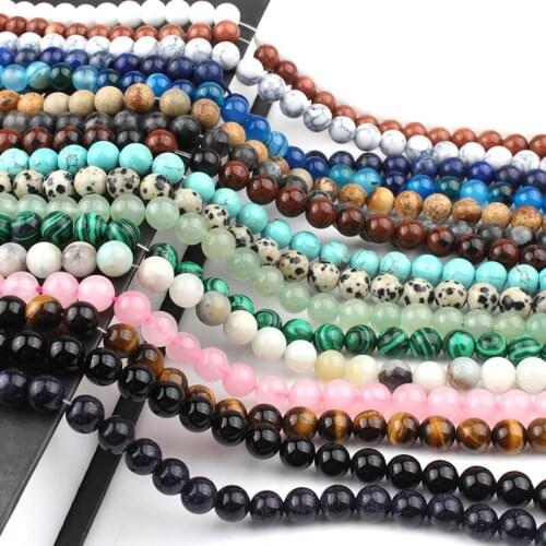 Natural Stone Beads Agate Tiger Eye Jade Turquoise Quartz Round Loose Beads For DIY Making Bracelet Necklace 4 6 8 10 12mm 15