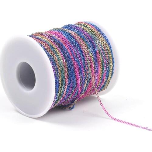 2Meters/Lot Rainbow 2.5mm Oval Link Chains For Jewelry Making Supplies Necklace Bracelet 1.5mm Flat O Chains DIY Accessories