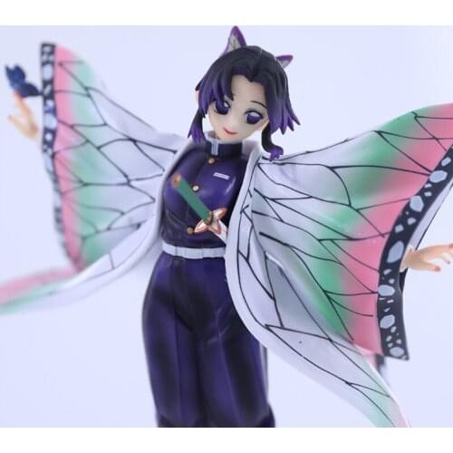 20cm Cute Demon Slayer PVC Japan Action Figure Model Toys Kawaii Flying Kochou Shinobu Room Decor Ornaments Dolls Gift for Boys