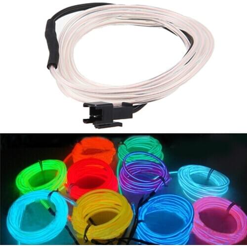 2M 12V 110V Flexible Neon Light Glow El Wire Strip Tube Rope Car Dance Party Clothing Shoes Decals Car Auto Atmosphere Lights