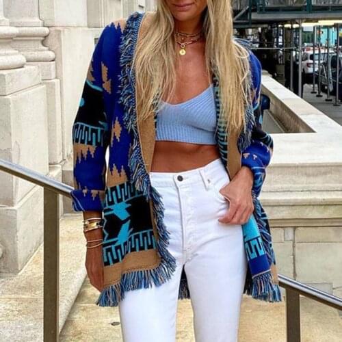 Jastie Retro Women Sweater Cardigan Jacket 2021 Autumn Winter Lapel Tassels Female Cashmere Cardigan Lace-Up Waist Wool Sweater