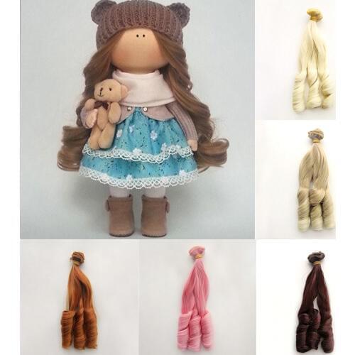 Doll Wigs 1pieces 20cm*100cm Natural/Rainbow/Gradient Color Curly Hair Extensions for All Dolls DIY Doll Hairs Doll Accessories