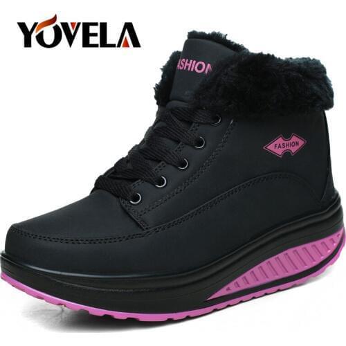 Fashion Women Warm Fur Snow Boots High Quality Leather Boots Women Outdoor Winter Ankle Boots Comfortable Slip-On Winter Shoes