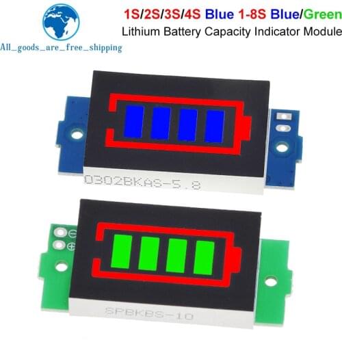 1S 2S 3S 4S Single 3.7V Lithium Battery Capacity Indicator Module 4.2V Blue Display Electric Vehicle Battery Power Tester Li-ion