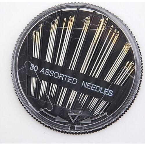 30pcs/ Box Tail Gold Plated Assorted Hand Sewing Needles Art Embroidery Knitting Needle Home DIY Sewing Accessory Kit