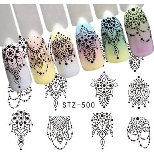 1 Sheet Black Necklace Jewelry Design Water Transfer Sticker Nail Art Decals DIY Fashion Wraps Tips Manicure Tools SASTZ500