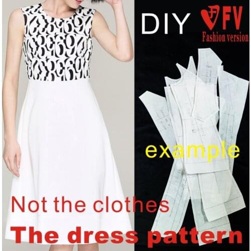 Clothing DIY The dress Dresses Sewing Pattern cutting drawing Womens Dress Sewing Template BLQ-100