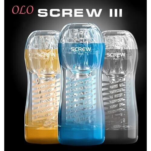 OLO Sex Toys for Men Male Masturbator Cup Real Pussy Aircraft Vagina Adult Products Spiral Transparent Vacuum Sex Cup