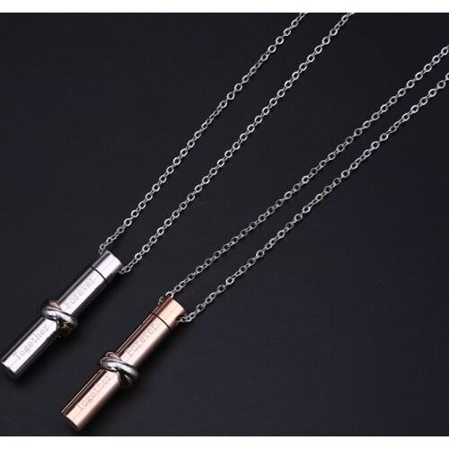 New Engrave Together Forever Stainless Steel Ash Urn Necklace Memorial Keepsake Vial Tube Pendant Necklaces For Women And Men