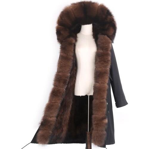 Real Fox Fur Coat 2020 New Women JacketWinter Womens Coats Natural Fox Fur Liner Raccoon Fur Collar Hood Waterproof Woman Parka