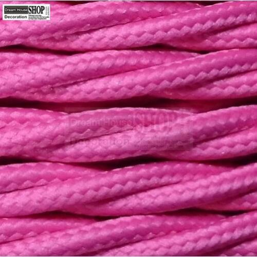 Vintage Style 3-core Fabric Covered Electrical Cable light lamp flex cord desk free shipping pink color