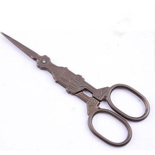 Fabric Scissors Vintage Titanium Scissor Notre Dame De Paris Pattern Stitch Handicrafts Household Tools13.3cm CP0378