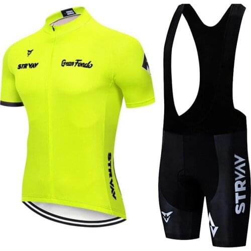 STRVAV Men Team Cycling Jersey Set Summer Bib Gel Shorts Set Road MTB Bicycle Wear Clothes Maillot Sport Uniform Camisa Ciclismo