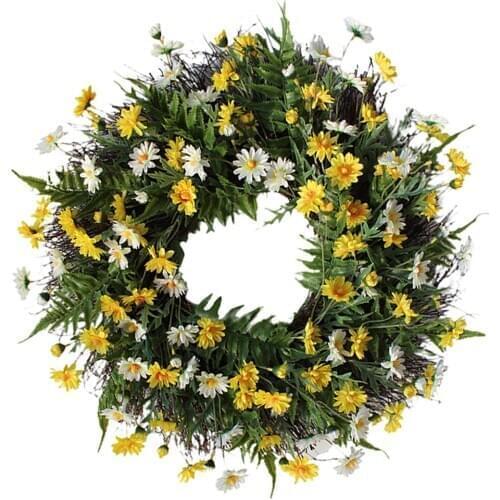Artificial Daisy Twig Door Wreath Garland Hanging Ornament Flower Home Decors