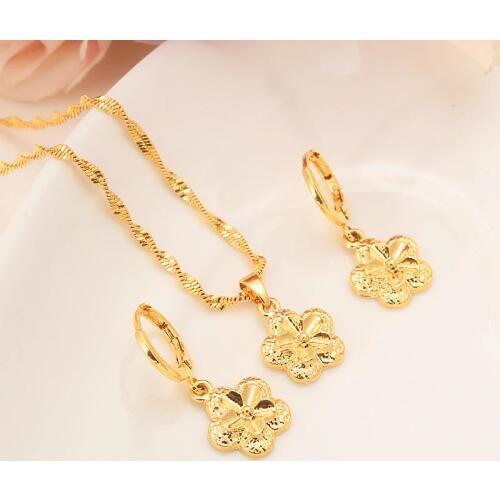 Gold flower Ethiopian Jewelry Sets Eritrea Habesha Africa bridals Wedding jewelry Gift necklace pendnat earrings diy charms