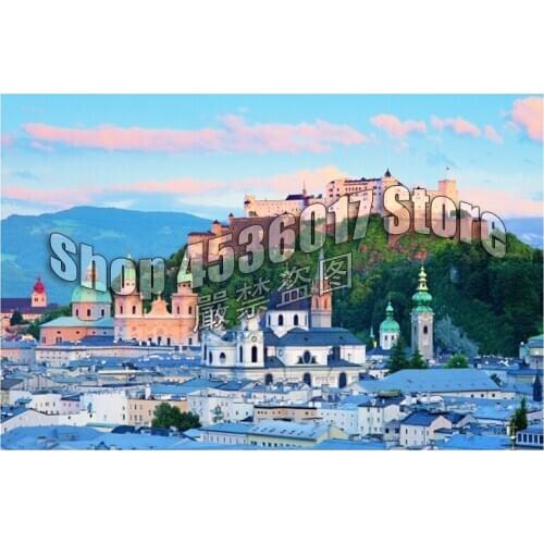 Salzburg Landscape Architecture Needlework Embroidery 5D DIY Full Diamond Painting Cross Stitch Rhinestone Handmade Room Crafts
