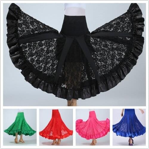 Women Dancewear Ballroom Dance Skirt Lace Latin Salsa Waltz Modern Tango Floral Swing 904-B132