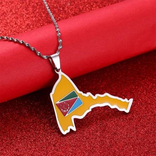 Eritrea Map & Flag Pendant Necklaces Women Men Gold Color Pendant Jewelry Africa Map of Eritrea