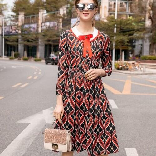 Geometric dress Print women sexy 2021 new High Street spring summer casual Dress A Line Clothing Sweet Knee Length Party dresses