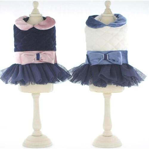 Winter Cat Dog Dress Puppy Small Dog Costumes Bow Belt Princess Dresses Yorkies Pomeranian Maltese Poodle Bichon Clothing Skirt