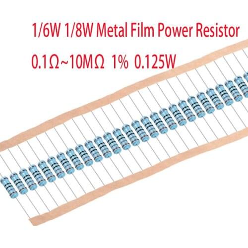 1/6W 1/8W 0.125W Metal Film Resistor Five Ring Power Resistor 0.1~1M 3.3 4.7 10R 47 100 220 360 470 1K 2.2K 10K 22K 4.7K 100KOhm