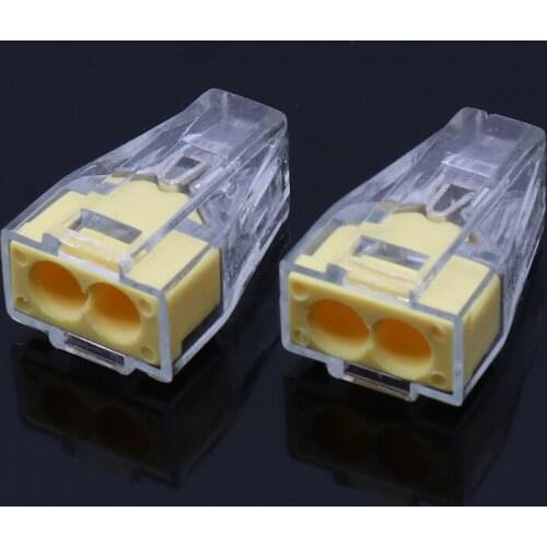 Free shipping 10pcs PCT-102 Push wire wiring connector For Junction box 2 pin conductor terminal block wire connector