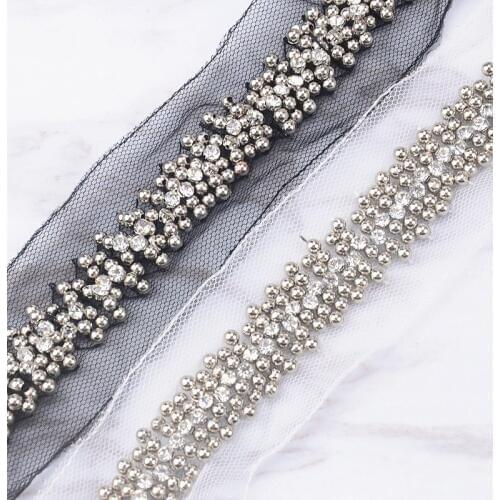 2yards/Lot Lace Fabric High Quality Lace New DIY Craft Beads For Needlework Decorated Ribbon Trim For Wedding Dress Accessories