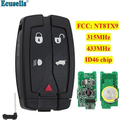 4+1/5 buttons Keyless entry Remote Smart Key for Land Rover LR2 Freelander 315MHz OR 433MHZ ID46 chip NT8TX9 with insert key