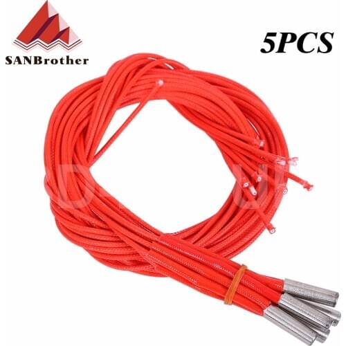 5pcs 3D Printers Cartridge Heater 12V/24V40W 6*15/20/30mm 1m For MK Mendel Reprap Extruder Parts 12V 24V 40W Heat Part