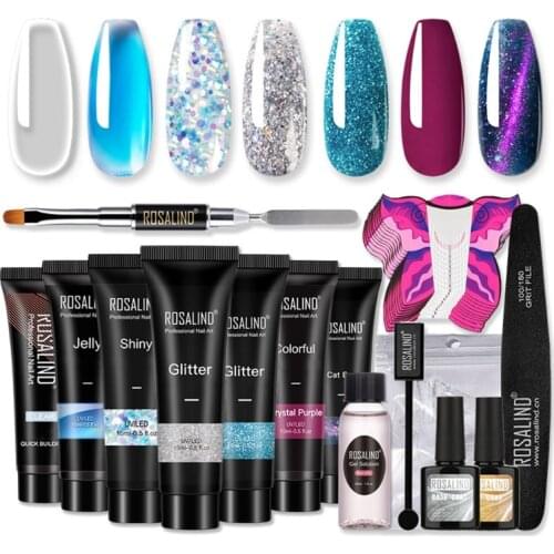 7 Colors UV Gel Quick Building Nail Tips Builder Finger Extension Top Base Coat False Nails Manicure Tool