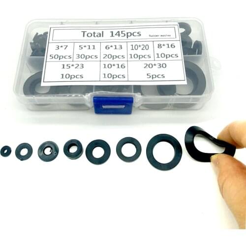 8 Sizes Black Insulation Sealing Ring Rubber Flat Washer Gasket Assortment Kit M3 M4 M5 M6 M8 M15 m20 Home Improvement