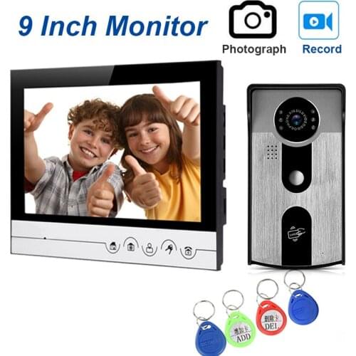 9 Inch video doorphone intercom system with recording and Waterproof Digital Doorbell Camera Viewer IR Night Vision