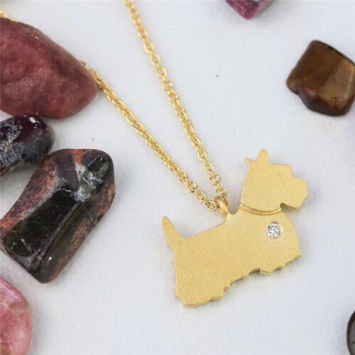 Aazuo 100% Real Diamond 18K Jewelry Lovely Animal Pet Dog Free Pendent With Chain Necklace gifted for Baby for Women Au750 Cute