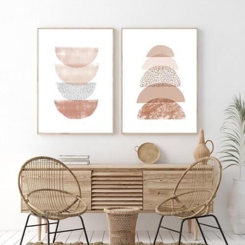 Abstract Geometric Print Neutral Boho Wall Art Prints Minimalist Poster Modern Canvas Painting Pictures for Living Room Decor