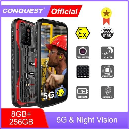 CONQUEST S20 ATEX 5G Night Vision Smartphone IP68 Waterproof 48MP Camera 8GB RAM 256GB ROM 6.3 Inch Global Version Mobile Phones