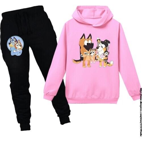 Disney Boys Autumn Clothes Long Sleeve Hooded Toddler Sweatshirt Hoodie Girl Kids bingo bluey Cotton Children Clothing Tops Sets