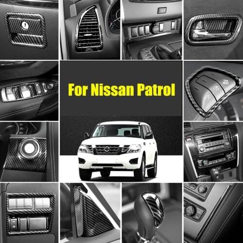 For Nissan patrol 2017+ Interior Accessories Carbon Fiber ABS Chrome Decoration Cover Trim