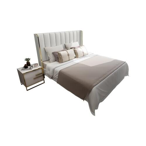 Nordic fashion twin bed PU leather wooden metal double bed beautiful high quality bedroom furniture for women