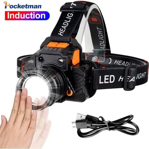 80000LM Motion Sensor Headlamp T6/L2 Head Lamp USB Rechargeable Headlight Outdoor Camping Light Head Torch Lanterna With Battery