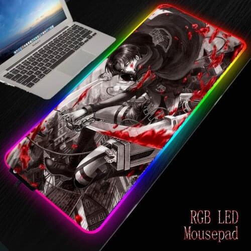 Attack on Titan Anime RGB Computer Mouse Pad Large Gaming Accessories Mousepad XXL LED Gamer Mause Carpet Desk Mat for CS LOL