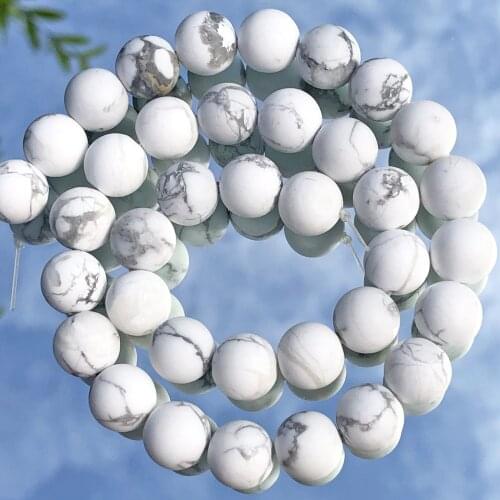 Natural Frost Dull Polish White Howlite Turquoises Stone Round Loose Spacer Beads For Jewelry Making DIY Bracelet 4/6/8/10/12MM