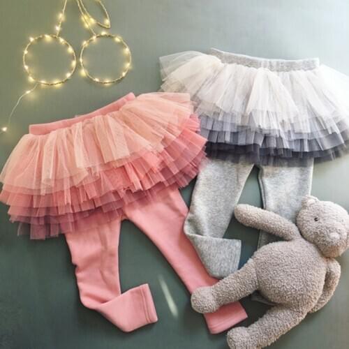 Kids Girls Leggings Skirt-Pants Baby Girls Spring Autumn Cake Leggings Children Girls Tutu Dress Skirt-Pants Girls Cotton Pants