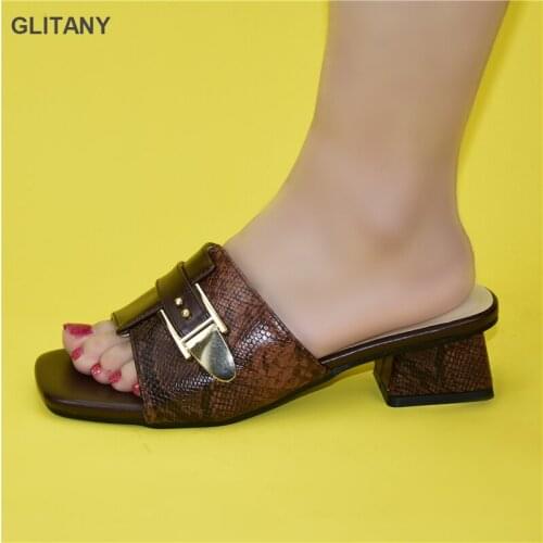 Luxery Shoes Women Shoes Without Bag Set African Design Matching Shoes In Coffee Color Fashion Elegant African Women Shoes