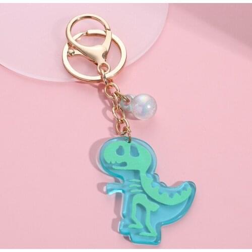Cute Keychain Colorful Beads Bear Flower Butterfly Dinosaur Ice Cream Key Ring Heart Dog Key Chains For Women Girls Jewelry Gift