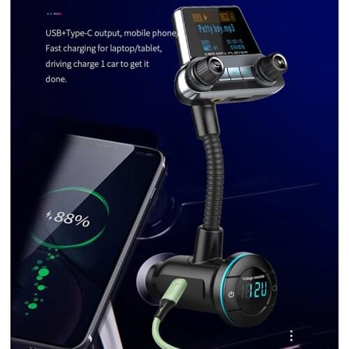 Multifunctional Bluetooth Car Wireless MP3 FM Transmitter Dual Screen MP3 Player Car Charger Outdoor Radio Adapter Decoration