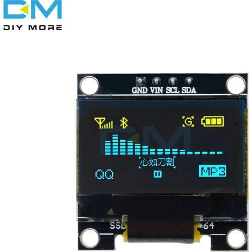 Yellow Blue 0.96 Inch I2C IIC Serial 128X64 128*64 OLED LED Display Module Compatible For Arduino STM32 Controller Driver Board