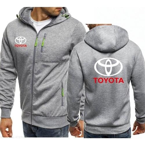 Men Hoodie Toyota Car Logo Print Zipper Sweatshirt 2021 Autumn Winter Long-sleeved Hooded Coats Fashion Trend Jacket Men Clothes